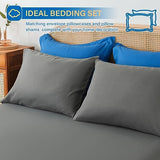 Cosybay Bed in a Bag Full Comforter Sets 7pcs All Season Solid Down Alternative Bedding Sets Blue and Grey with Comforter, Pillow Shams, Flat Sheet, Fitted Sheet and Pillowcases Cosybay