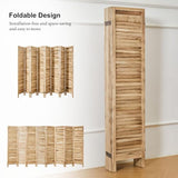 Room Partitions and Dividers, Temporary Wall with Double Hinges, 5.6 Ft Tall Folding Louver Wood Screen for Home Office Bedroom Hotel Decoration (8 Panels, Wood Color) Svimi
