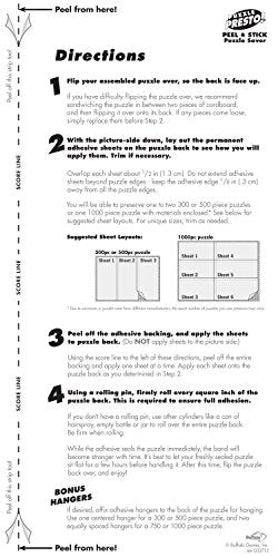 Puzzle Presto Peel & Stick Puzzle Saver: The Original and Still the Best Way to Preserve Your Finished Puzzle! - 6 Adhesive Sheets and 2 Adhesive Hangers