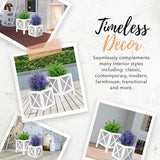 Autumn Alley Farmhouse Front Porch Planters Set of 2 Stand with Galvanized Corrugated Metal Planters for Outdoors/Indoors - Rustic Wood Square Planters Box on Legs – Charming Farmhouse Décor, White Autumn Alley