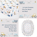 lasoftan Kids Sheet Set Full Size, Boys Full Sheet Set with White Car Pattern，Breathable Silky Soft Microfiber Kids Fitted Sheet lasoftan