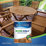 Seal-Once Nano+Poly Penetrating Wood Sealer with Polyurethane - Premium Waterproof Sealant -1 Gallon & Brown Seal-Once