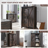 T4TREAM 5 Drawers Dresser for Bedroom w/Sliding Barn Door, Farmhouse Modern Tall Dresser 5 Chest of Drawers, Storage Organizer Dresser for Bedroom, Hallway, Living Room, Kids Room, Dark Rustic Oak T4TREAM