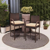 Best Choice Products Set of 2 Wicker Bar Stools, Indoor Outdoor Bar Height Chairs w/Cushion, Footrests, Armrests for Backyard, Patio, Pool, Garden, Deck - Brown Best Choice Products
