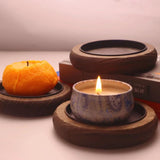 Wood Candle Holder 3 PCS Farmhouse Decor Wooden Pillar Candles Tray for Table Centerpiece Small Decorative Tray Riser Round Wooden Plate Pedestal Stand for Coffee Table for Home Decor Phinicco