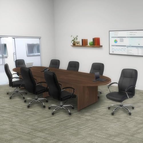 Regency Legacy 14 ft. Racetrack Laminate Conference Table with Charging Port- Neo Walnut Regency Seating