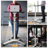 HAOOAH Pneumatic Adjustable Height Desk, Laptop Standing Desk, Rolling Sit-Stand Cart, Mobile Podium Portable Lectern for Home, Office& Classroom, 26" 19.3" Platform (29" to 46.9" H)，White HAOOAH