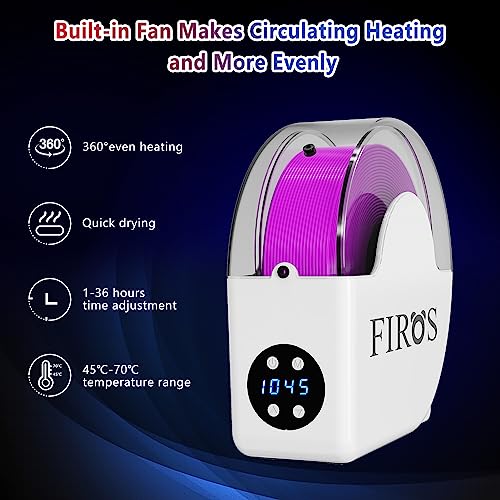 FIROS 3D Printer Filament Dryer Box with Fan, 3D Printing Filament Dryer for Nylon ABS PETG PLA Filament 1.75 2.85mm, Keep Filament Dry Box, 3D Filament Storages, Filament Dehydrator, Spool H - WoodArtSupply