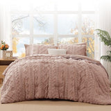 WRENSONGE Full Size Comforter Set with Sheets - 7 Pieces Rusty Pink Tufted Bed in a Bag Full Shabby Chic Bedding Sets with 1 Comforter, 2 Sheets, 2 Pillowcases & 2 Shams WRENSONGE