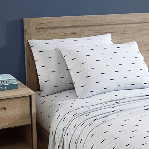 Nautica - Full Size Sheet Sets, Cotton Percale Bedding, Crisp & Cool, Coastal Home Decor (Whale Stripe Blue, Full) Nautica