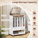 Giantex Record Player Stand, Rolling Turntable Stand with Drawer & Lockable Wheels, Record Player Table Holds Up to 150 Albums, Vinyl Record Storage for Living Room Bedroom, White Giantex