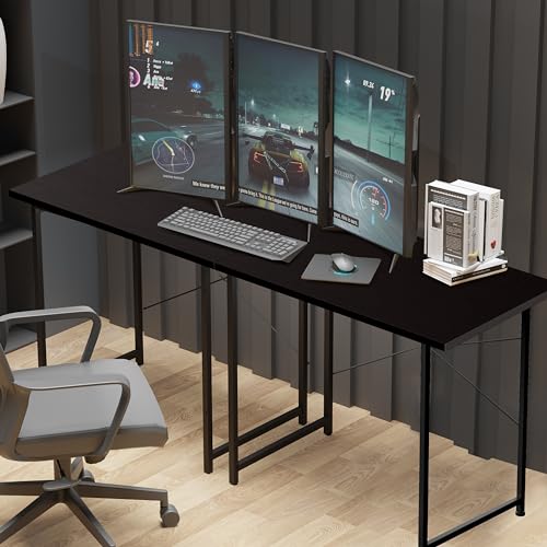 YSSOA Computer Desk Home Office Work Study Writing Modern Simple Table with Headphone Hooks YSSOA
