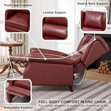 SHINE FURNISHING Genuine Leather Recliner Chair with Nailhead Trim, Mid Century Modern Push Back Recliner with Thick Cushioned Seat, Single Sofa & Accent Chair for Living Room (Burgundy)