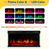 OneBlis 70 Inch Fireplace TV Stand for TVs up to 80", Rustic Media Entertainment Center Console Table with Glass Door Closed Storage, 3-Sided Glass Fireplace, White OneBlis