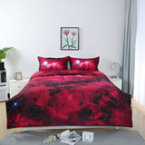 uxcell Full/Queen Size Galaxies Red Comforter Sets - 3D Outer Space Themed Bedding - All-Season Down Quilted Duvet - Reversible Design- Includes 1 Comforter, 2 Pillow Cases uxcell