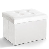 LINMAGCO Storage Ottoman Folding Foot Stool Velvet Ottoman Foot Rest with Padded Modern Ottoman with Storage for Living Room Puppy Step Stool 17x13x11in(White) LINMAGCO