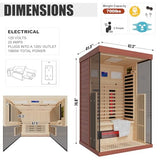 MEISSALIVVE Full Spectrum Infrared Sauna，1-2 Person Home Sauna，Red Cedar Indoor Sauna with Resonance Speaker, Panoramic Tempered Glass Door MEISSALIVVE