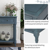 Merax Wood Sofa Table Console Table,Entryway Table Traditional Design with Two Drawers and Bottom Shelf for Living Room,Hallway,Dining Room,Navy Merax