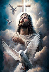 Religious Diamond Art Kits for Adults Beginners,Jesus Diamond Painting Kits for Adults,5D DIY Full Drill Round Christian Gem Art Paint with Diamond Dots Crystal Craft Art for Home Wall Decor 12x16inch Yijingtop