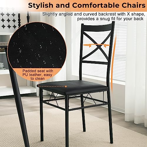 VINGLI 5 Piece Modern Round Dining Table Set for 4, 35.4" Small Round Kitchen Dining Table and Chairs Set for Home Dining Room Table with Upholstered Dining Chairs,Thicken Metal Legs VINGLI