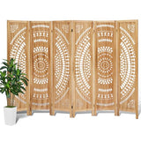 Asnefeli Wooden Room Divider Wall, 6 Panel Divider Screens, Folding Privacy Screen, 5.6 FT Wall Divider Room, Carved Room Divider Panel, Portable Wall Divider for Home Bedroom Office (Natural) Asnefeli