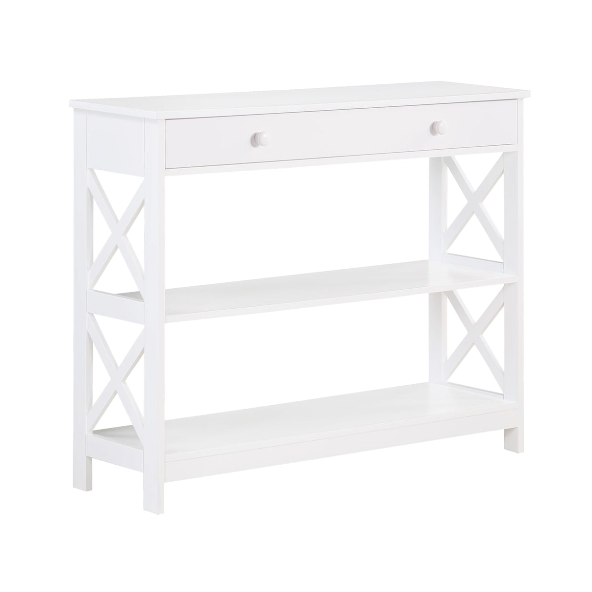 Convenience Concepts Oxford 1 Drawer Console Table with Shelves, White Convenience Concepts