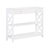 Convenience Concepts Oxford 1 Drawer Console Table with Shelves, White Convenience Concepts