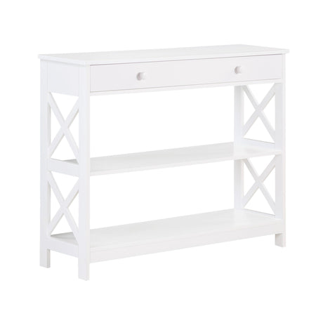 Convenience Concepts Oxford 1 Drawer Console Table with Shelves, White Convenience Concepts