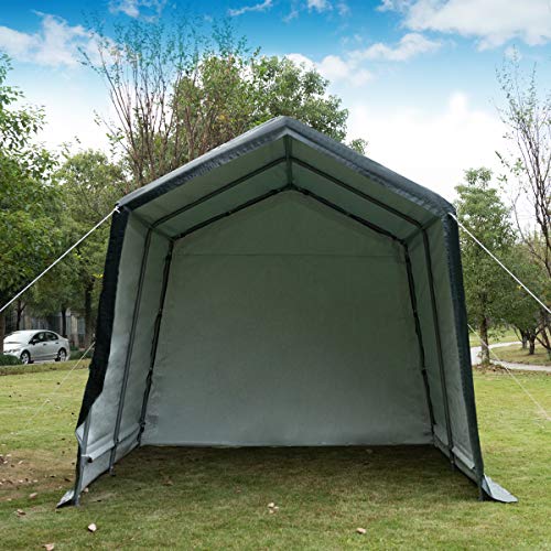Tangkula 10x10 Ft Outdoor Storage Shelter, Patio Storage Tent, Enclosed Carport Shed w/All-Steel Metal Frame and Waterproof Ripstop Cover, Outdoor Garage Tent with Sidewalls Tangkula