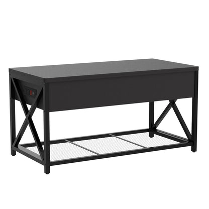 Osfvolr 43" Lift Top Coffee Table with Charging Station, 4 in 1 Coffee Table with Storage, Black Coffee Table Converts to Dining Table for Living Room, Game Table, Home Office - WoodArtSupply