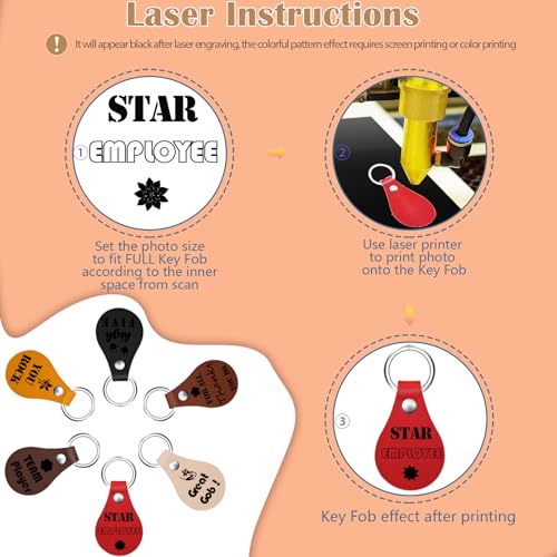 iFForce 60 Pcs Lasable Engravable Blanks - Leatherette Iron on Hat Patches & PU Leather Key Fob Kit for DIY Custom Laser Engraving Craft Gifts iFForce