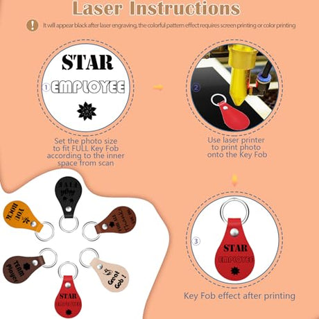 iFForce 60 Pcs Lasable Engravable Blanks - Leatherette Iron on Hat Patches & PU Leather Key Fob Kit for DIY Custom Laser Engraving Craft Gifts iFForce