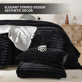 Smoofy Fluffy Twin Comforter Sets 2 Pieces - Black Fleece Fluffy Comforter Set, Luxury Fuzzy Twin Bedding Set, Soft Warm Comforter All Season, Heavy Faux Fur Comforter with Pillow Cases Smoofy