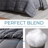 Nestl Comforter Duvet Insert, Quilted Down Alternative Twin XL Size, All Season Grey with Corner Tabs Nestl