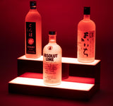 Boss Premium® BarUSA™ LED Lighted Bar Shelf Display Liquor Bottle Alcohol Whiskey Shelves Rack Stand Tray Units for Home Bar Living Room Accessories and Decor - Designed in USA (2-Step, 16 Inch) Boss Premium