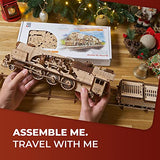 UGEARS 3D Puzzles for Adults - V-Express Steam Train with Tender Idea- 3D Wooden Puzzle Model Kits for Adults and Teens Building Kit Wooden Model Kits UGEARS