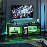 Bestier 55 inch LED TV Stand with Power Outlet, LED TV Stand for Xbox, Gaming Entertainment Center with Storage for 55/60/65inch TV,Modern TV Cabinet for Living Room Black Marble Bestier