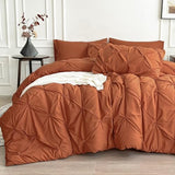 Maple&Stone Full Size Comforter Sets, 7 Pieces Bedding Sets Full, Pintuck Bed in a Bag Bed Set with Comforter, Sheets, Pillowcases & Shams - Burnt Orange Maple&Stone