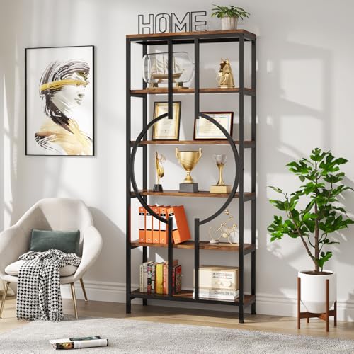 Tribesigns 70.9 Inch Vintage Industrial 6-Tier Bookshelf with Open Shelves and Sturdy Metal Frame Tribesigns