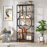 Tribesigns 70.9 Inch Vintage Industrial 6-Tier Bookshelf with Open Shelves and Sturdy Metal Frame Tribesigns