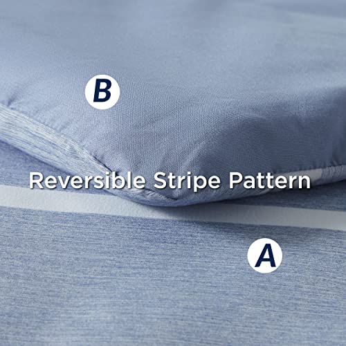 Bedsure Twin Comforter Set 5 Pieces, Blue Striped Bedding Set for All Seasons, Reversible, Cationic Dyeing Bed in a Bag with Comforter, Sheets, Pillowcase & Sham Bedsure