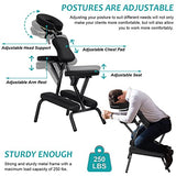 Pazidom Portable Massage Chair - Tattoo Chair with 4 Inch Thick Sponge, Height Adjustable, Light Weight, Foldable Spa Chair w/Face Cradle & Carrying Bag, Load Capacity 250LBS, Black Pazidom