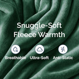 Ultra Soft Fleece Blanket Throw Size - Flannel Fleece Luxury Throw Blanket - Lightweight for Couch Bed Chair - Thick, Warm & Breathable - All Season Cozy Anti-Static Microplush Bedding, Forest Green CGK Unlimited