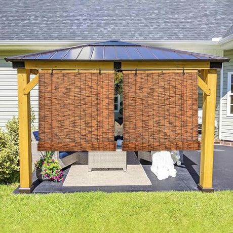 Bamboo Blackout Roller Shades - Natural Hand-Woven Privacy Blinds for Indoor and Outdoor Use, 64" W x 84" H WoodArtSupply