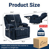 Culect 360° Swivel Rocker Recliner Multi-Functional Nursing Chair with Heating Massage, Manual Recliner Chair with Cup Holders, Lazyboy Recliner Chair for Living Room, Bedroom, Navy Blue