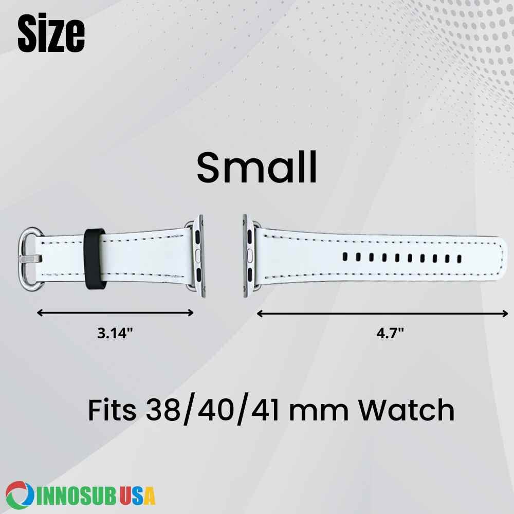 INNOSUB USA 1 Pack Small Sublimation Blank Watch Band (38-41mm), Compatible with Apple Smartwatch, DIY Custom Print, PU Leather, Personalized Band for Sublimation Printing INNOSUB