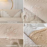 XSlive Cotton Quilted Dog Couch Cover for Sofa Farmhouse Rustic Embroidery Sectional Couch Cover Soft Anti-Slip Sofa Slipcover Furniture Protector for Kids, Pets (Khaki,28"x28") XSlive