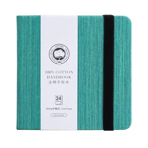 Lightwish Square Watercolor Journal,100% Cotton,300gsm/140lb,Acid-Free,24 Sheets Cold Press Watecolor Paper Sketchbook for Artists Adults Students,4.7 * 4.7 Inches LIGHTWISH