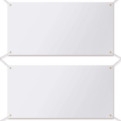 2 Pieces Large Banners Signs Polyester Oxford Cloth Sublimation Banner with Rope for Indoor Wall Outdoor Easy Hang Sign DIY Banner Sign for Business Office Supply (White,2 x 4 Feet) Zonon