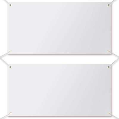 2 Pieces Large Banners Signs Polyester Oxford Cloth Sublimation Banner with Rope for Indoor Wall Outdoor Easy Hang Sign DIY Banner Sign for Business Office Supply (White,2 x 4 Feet)